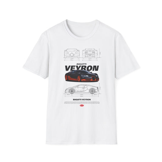 Bugatti Veyron Automotive Tee | HyperCar Blueprint Mens T-Shirt