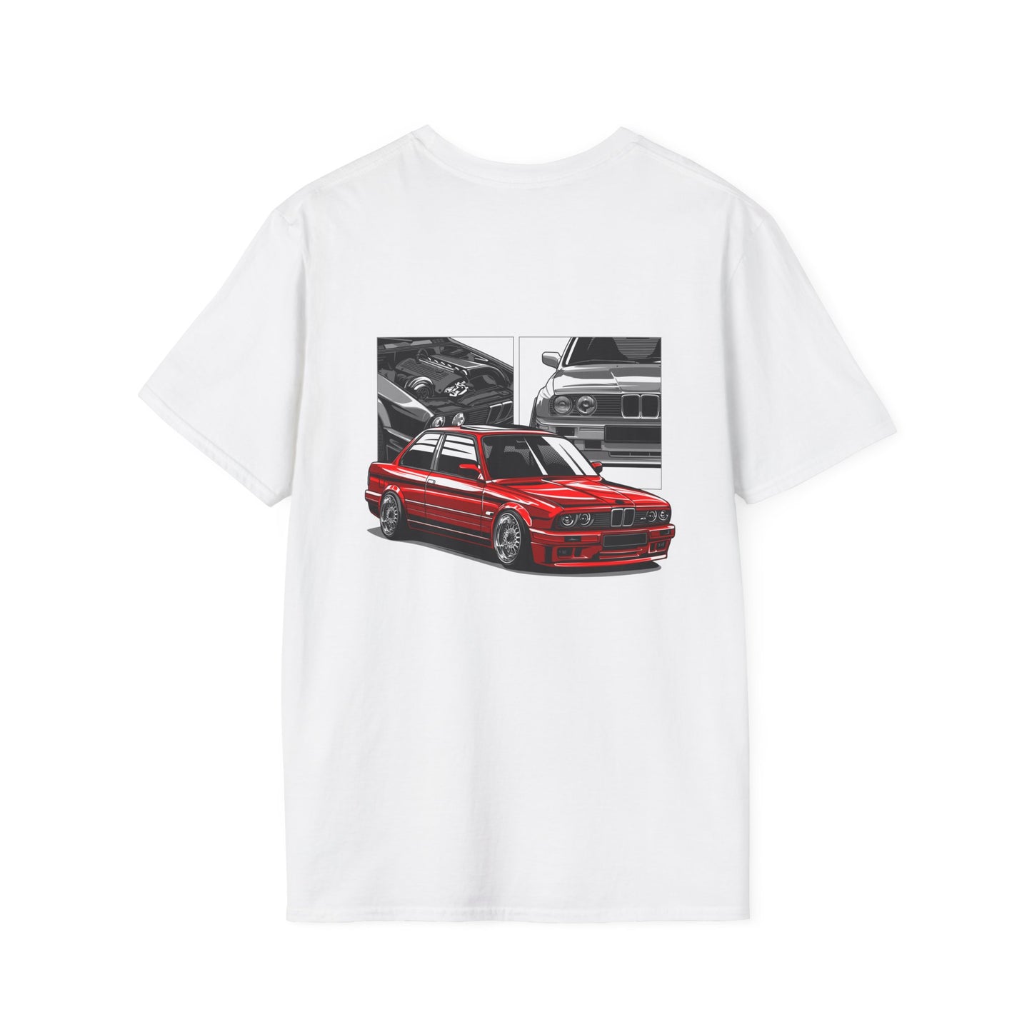 Graphic Tee - BMW M Logo Front and Red Comic Book Panel Back Design