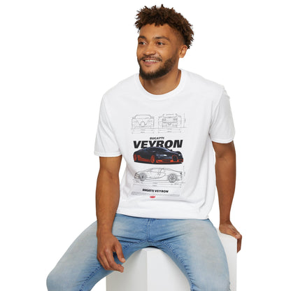 Bugatti Veyron Automotive Tee | HyperCar Blueprint Mens T-Shirt