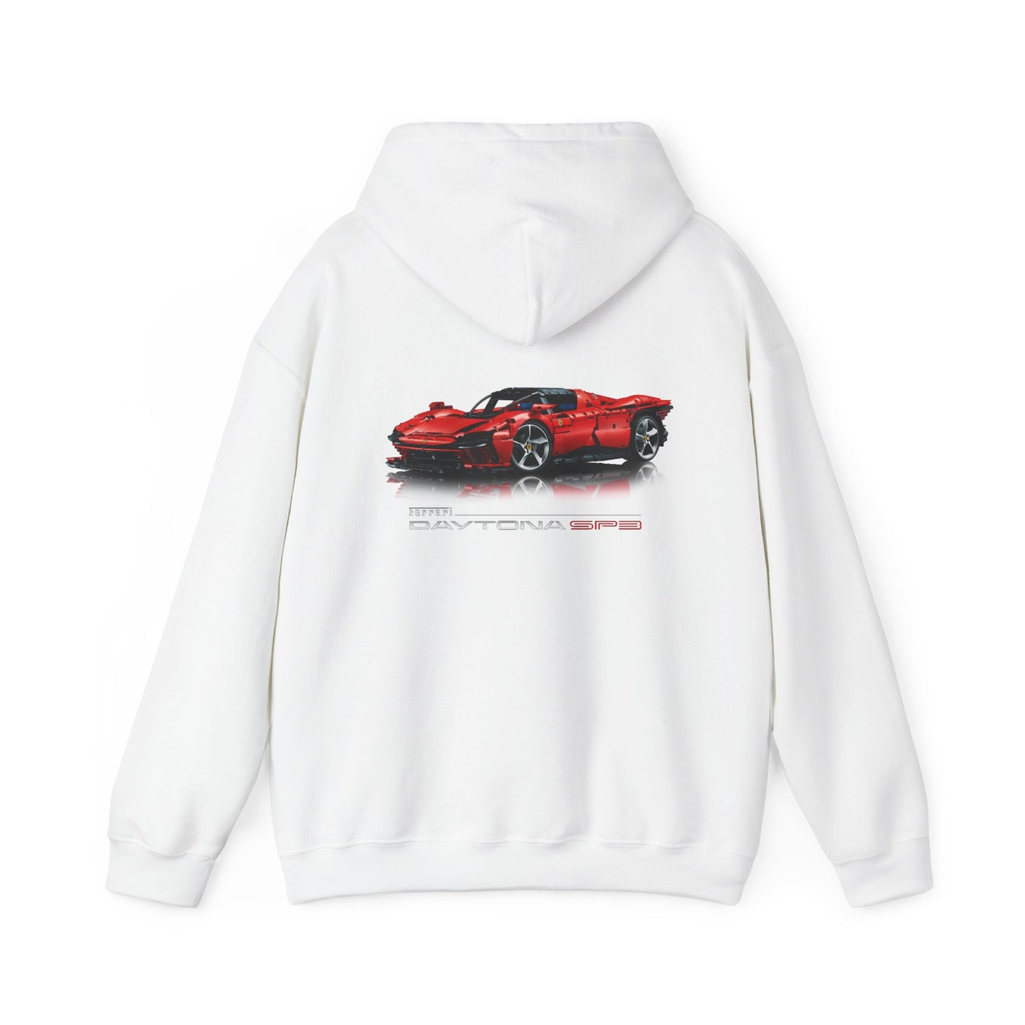 Hooded Sweatshirt - Meme Font 'I Own a Ferrari' with Lego Ferrari Back Design