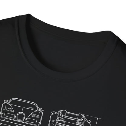 Bugatti Veyron Automotive Tee | HyperCar Blueprint Mens T-Shirt