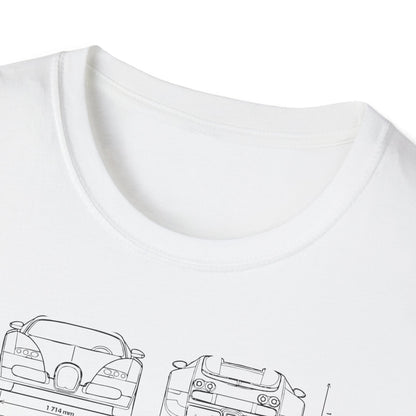 Bugatti Veyron Automotive Tee | HyperCar Blueprint Mens T-Shirt