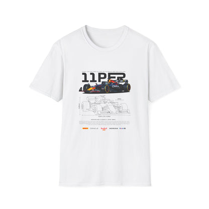 Sergio Perez & Redbull F1 Car Engine Design - Men's Graphic T-Shirt