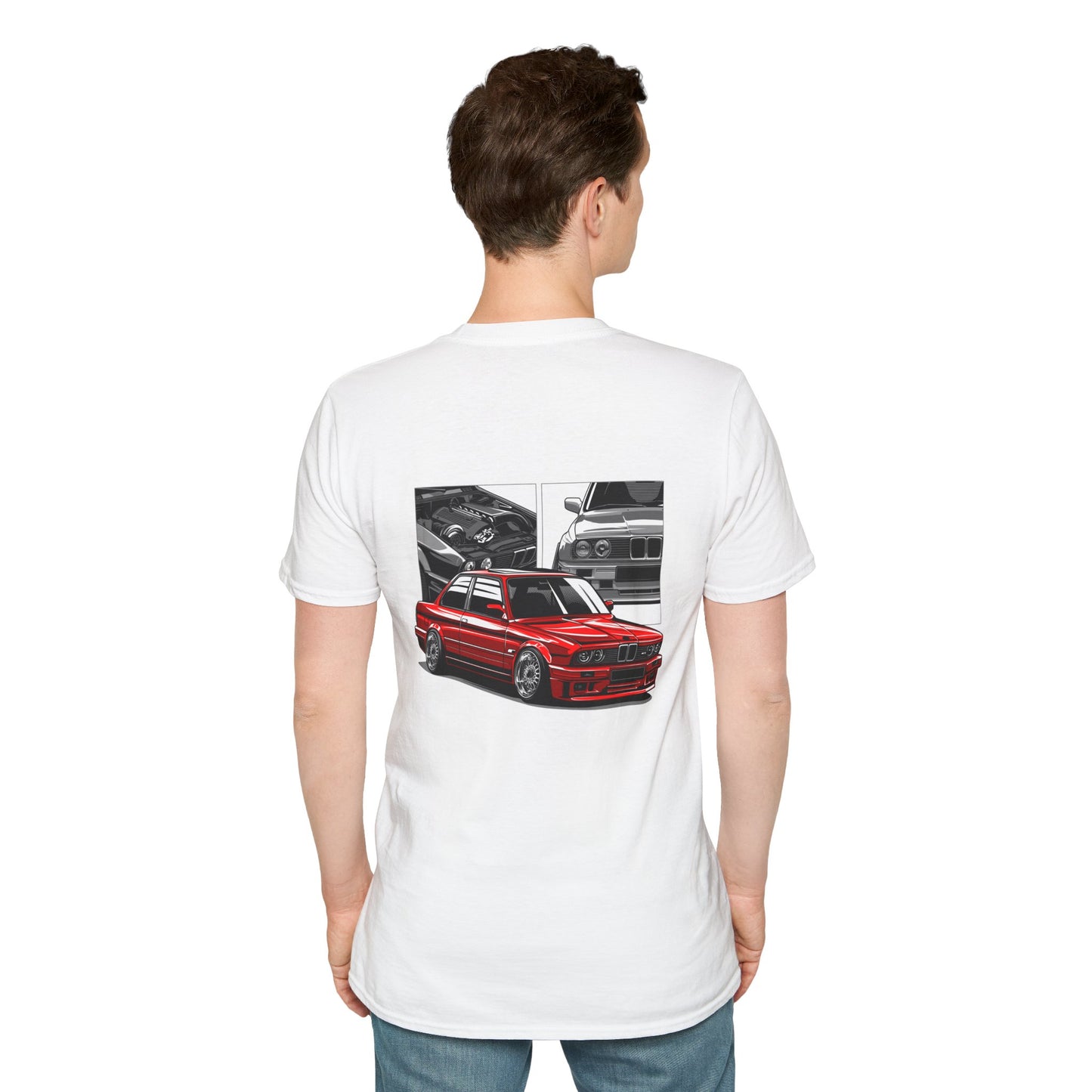 Graphic Tee - BMW M Logo Front and Red Comic Book Panel Back Design