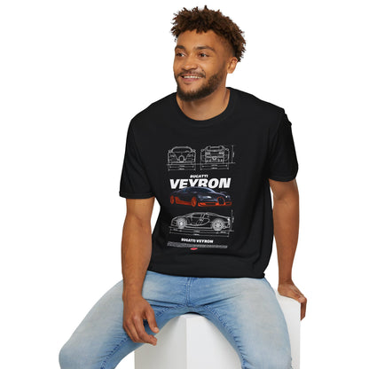 Bugatti Veyron Automotive Tee | HyperCar Blueprint Mens T-Shirt