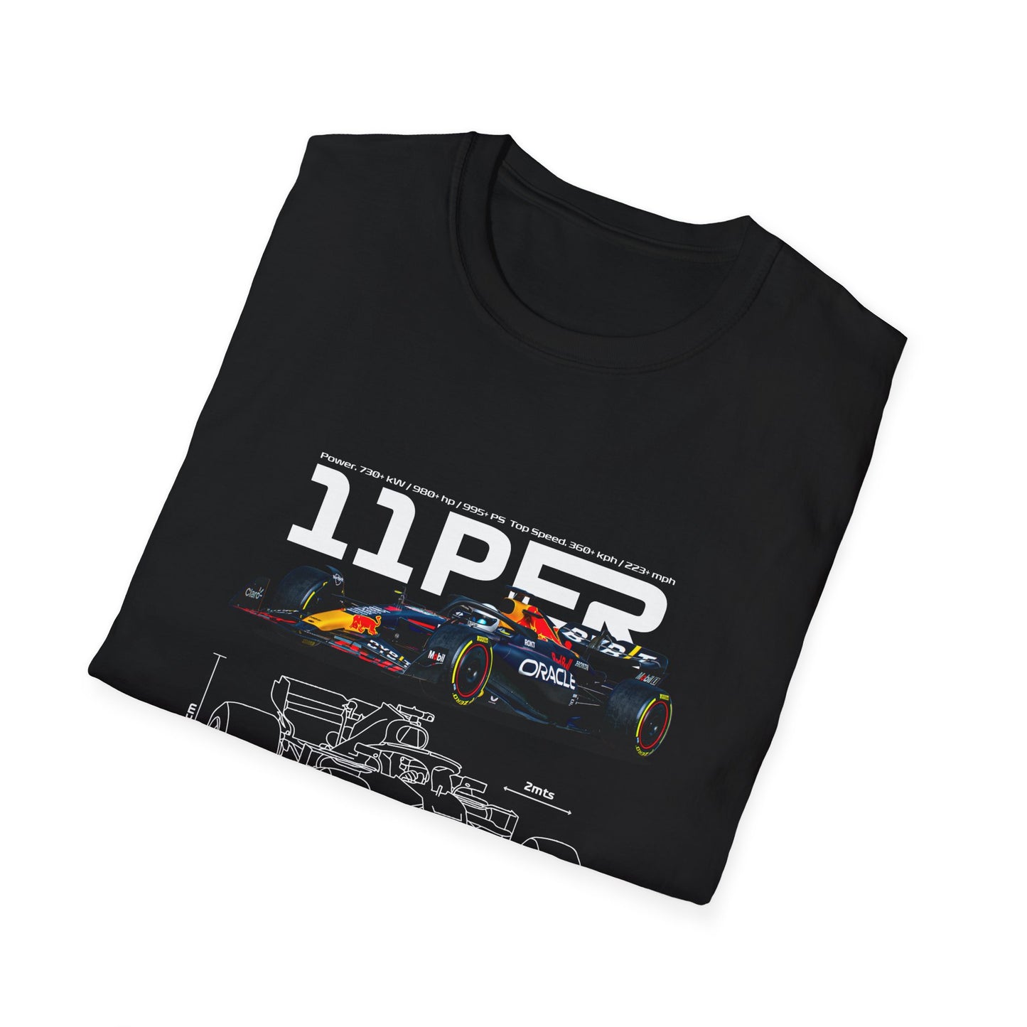 Sergio Perez & Redbull F1 Car Engine Design - Men's Graphic T-Shirt